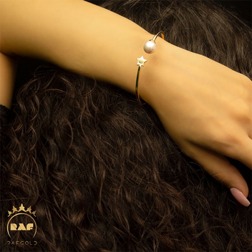 دستبند طلا زنانه بنگل ستاره مروارید    WD152S