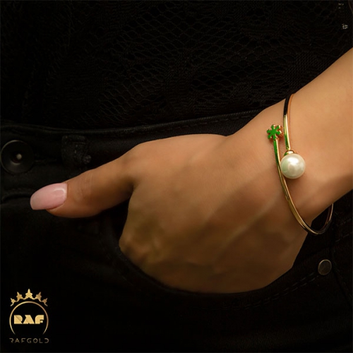 دستبند طلا زنانه بنگل مروارید  WD153S