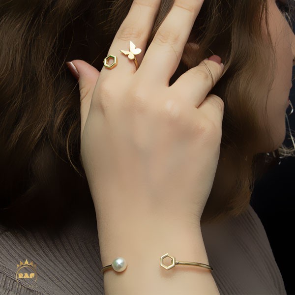 دستبند طلا زنانه بنگل مروارید   WD187S
