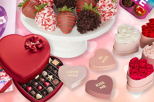 گل و شکلات برای کادو ولنتاین برای دختر